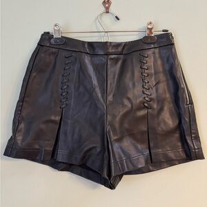 Sexy Black vegan leather  Women Shorts
